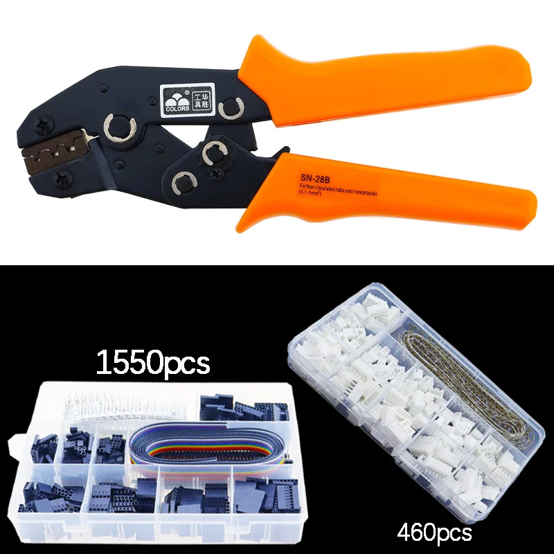 Alicate de Friso Ferramenta Set1550 Pcs 2.54 mm Dupont Conectores e Pinos de Friso 460 Peças 760 Peças 2.54 mm Jst-xh Jst Conector Kit Sn28b