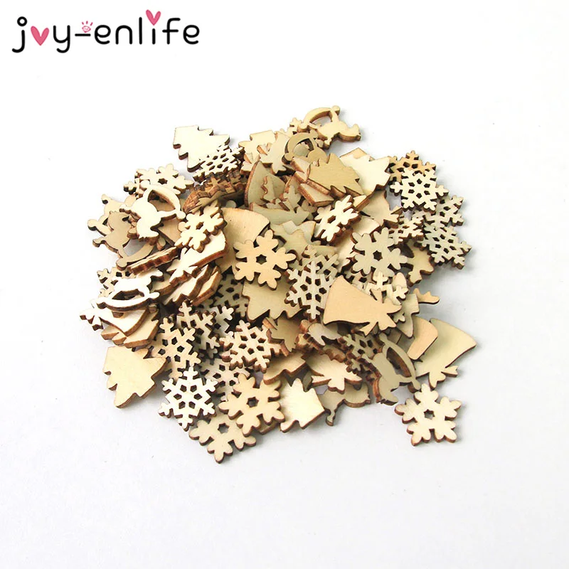 Joy-Enlife 50/100 шт./лот Деревянный Рождественская елка украшения Мини Снежинка елка висит Подвески рождественские украшения для дома