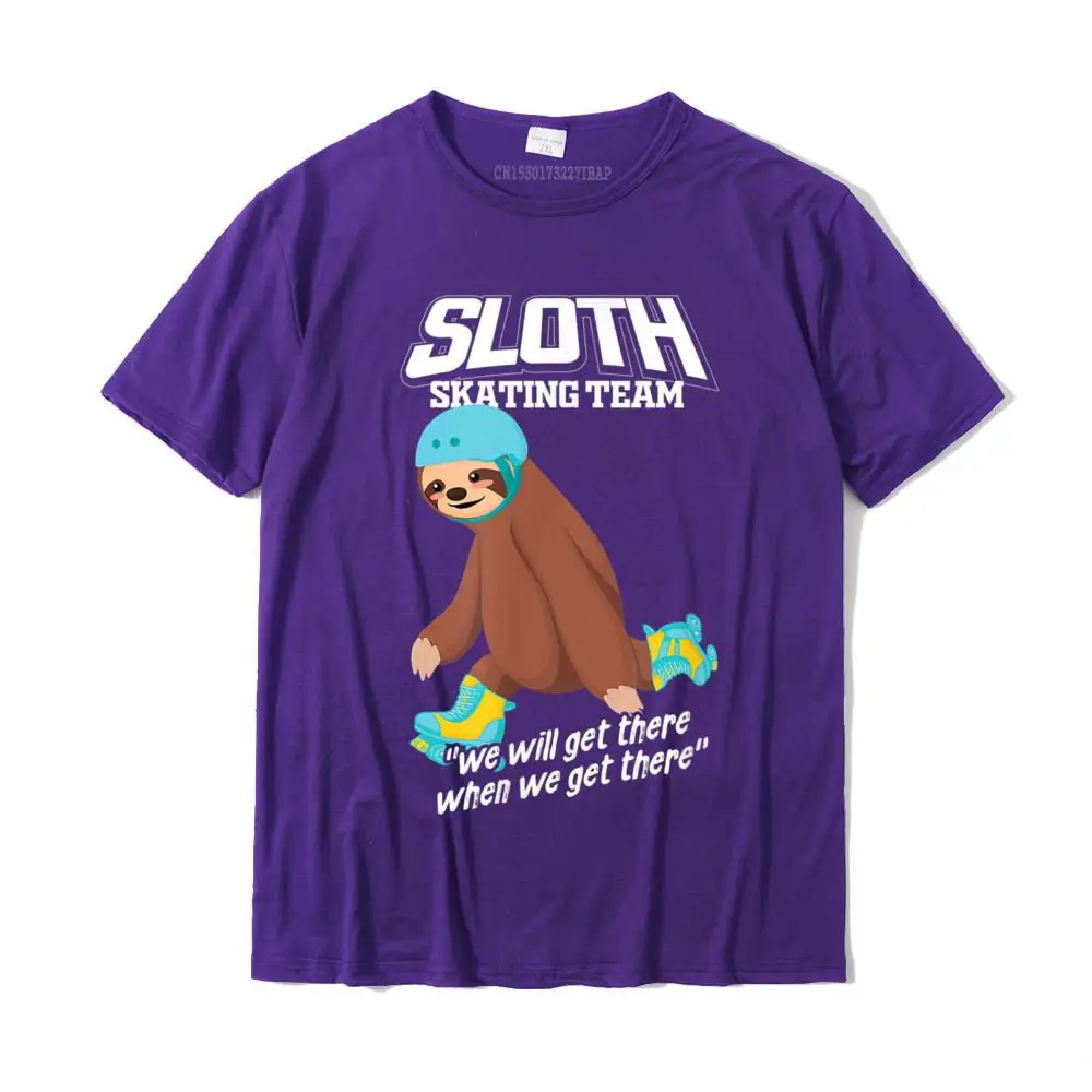 Printed Oncomfortable Short Sleeve Tops & Tees Father Day Cheap O-Neck Cotton Fabric Tops & Tees Men T Shirt Birthday  Sloth Skating Team Rollerblades Gift Retro Roller Skating T-Shirt__28243 purple
