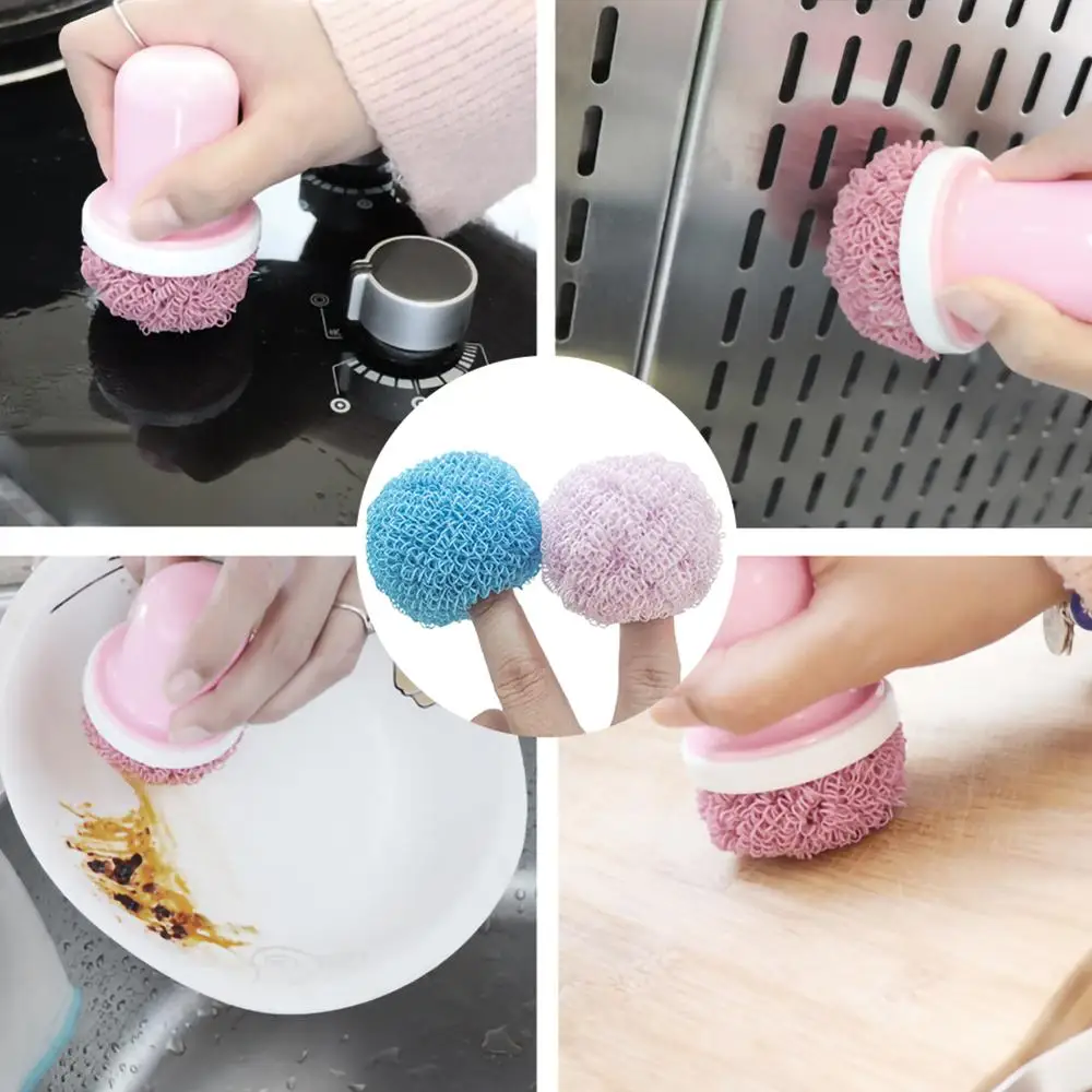 

Nanofiber Tableware Brush with Handle No Oil No Falling off or Scratching Safer than Steel Wool Suitable for Non-stick Cookware