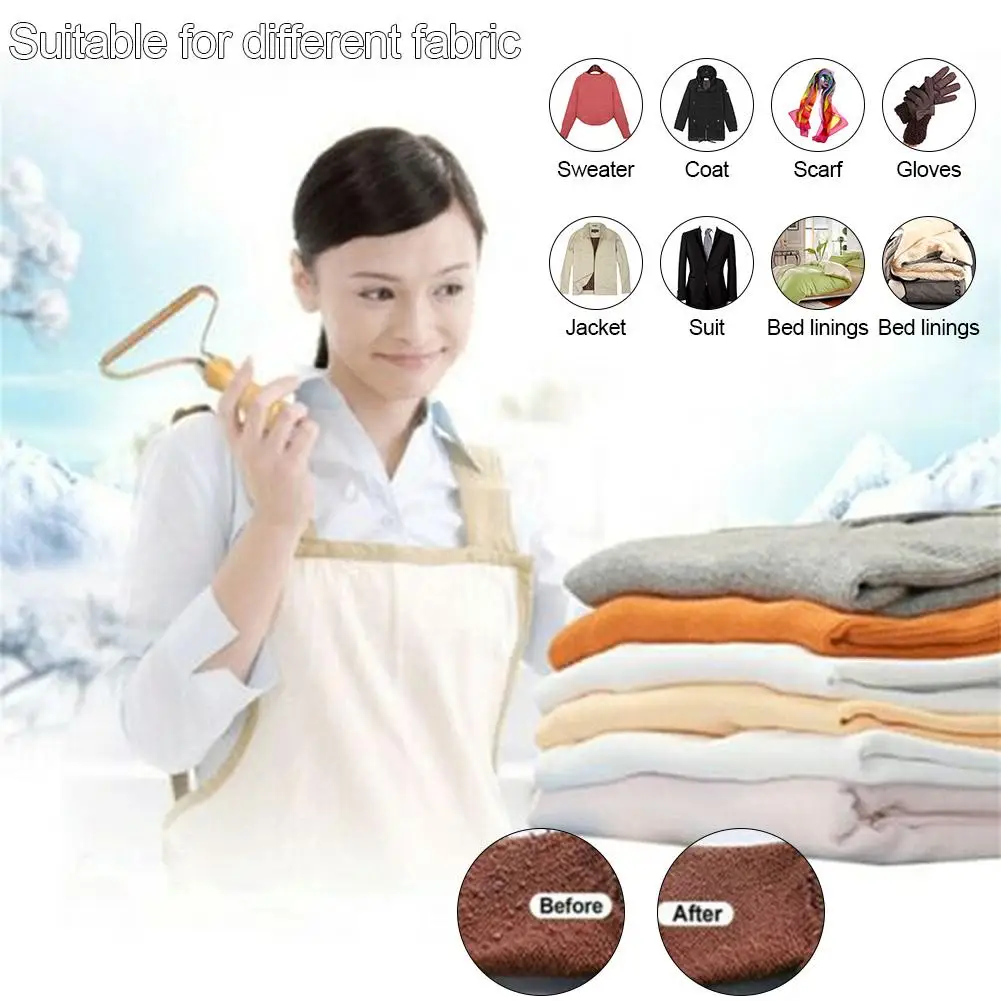Wooden Cashmere Sweater Fabric Clothes Lint Remover Trimmer Shaver Manual Portable Pilling Machine Clothing Care