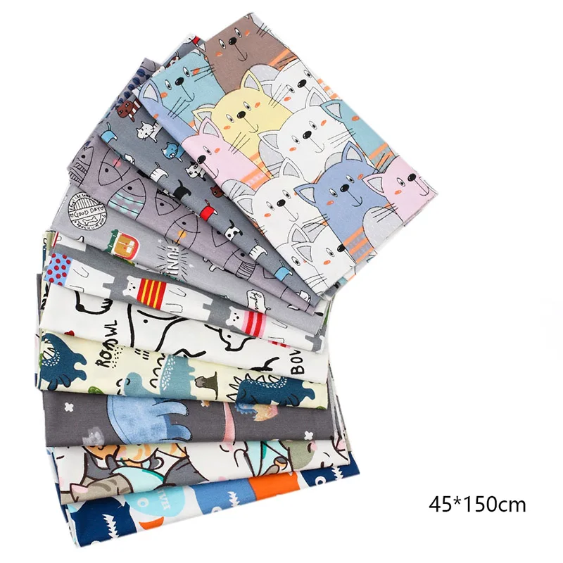 

Sewing Cotton Fabric 100% Cartoon Dinosaur Elephant Printed Fabric By The Yard DIY Pillows Bags Crafts Supplies 45*150cm/pIBOWS