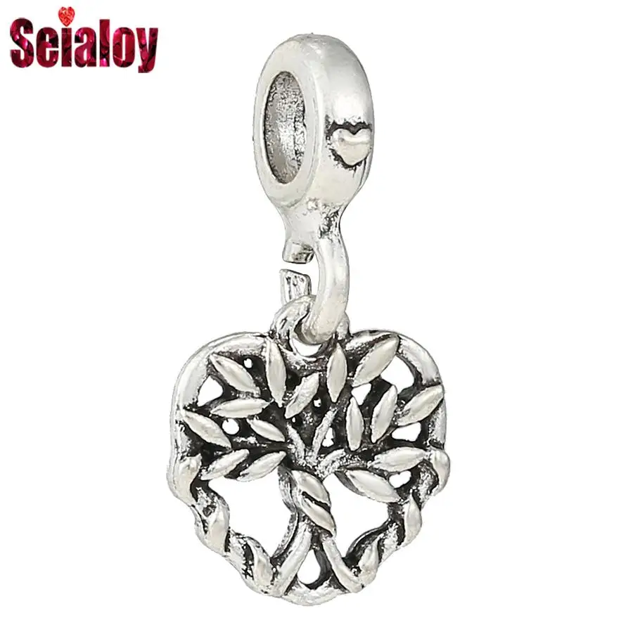 Seialoy 1 шт. серебряный цвет Древо жизни сердце Висячие бусины растение подвеска