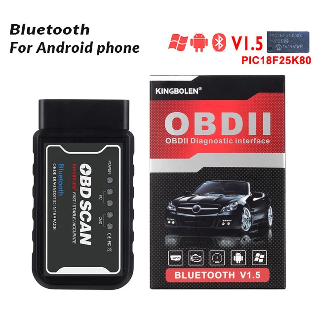 ELM327 Bluetooth V1.5 PIC18F25K80 чип OBD2 диагностический инструмент для IPhone/Android/PC ELM 327 WiFi V 1,5 ICAR2 сканер считыватель кода - Цвет: Bluetooth version 2