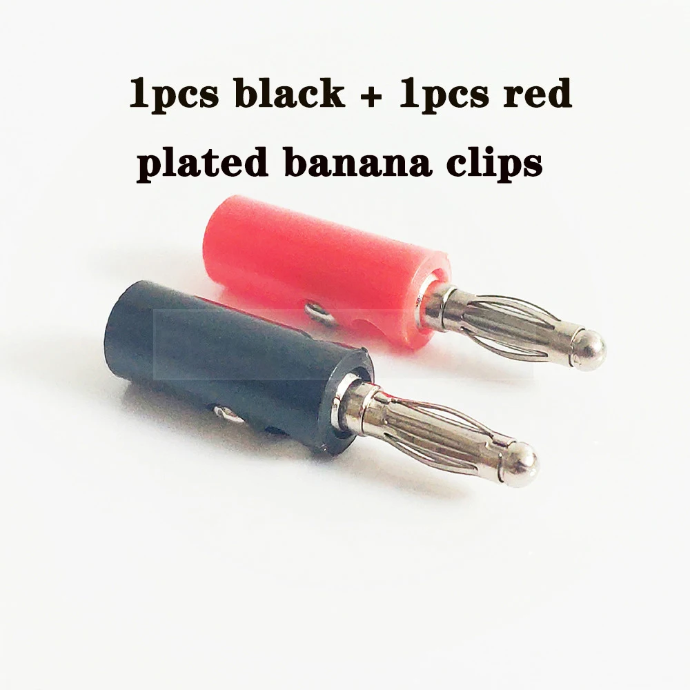 banana-2pcs-plated Металлический зажим типа "крокодил", зажимы типа "банан", Электрический зажим, испытательный зонд, черный и красный цвета, с пластиковым зажимом, зажим типа "крокодил", разъем типа "банан" - Цвет: banana-2pcs-plated