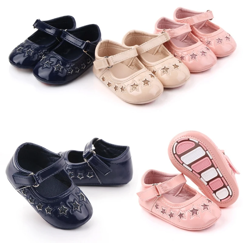 

Kids Baby Girl Embroidery Star Shoes Lace PU Leather Princess Baby Non-slip Shoes First Walkers Newborn Moccasins For Girlss