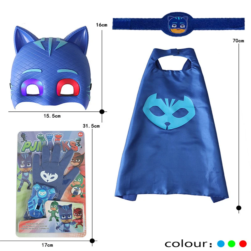 4 шт./компл. с капюшоном с рисунками Pj Mask для мультфильм игрушка костюм День рождения костюмы героев мультфильма «Герои в масках», кэтбой OwlGilrs Gekko маска Аниме Фигурки игрушки для Детский подарок