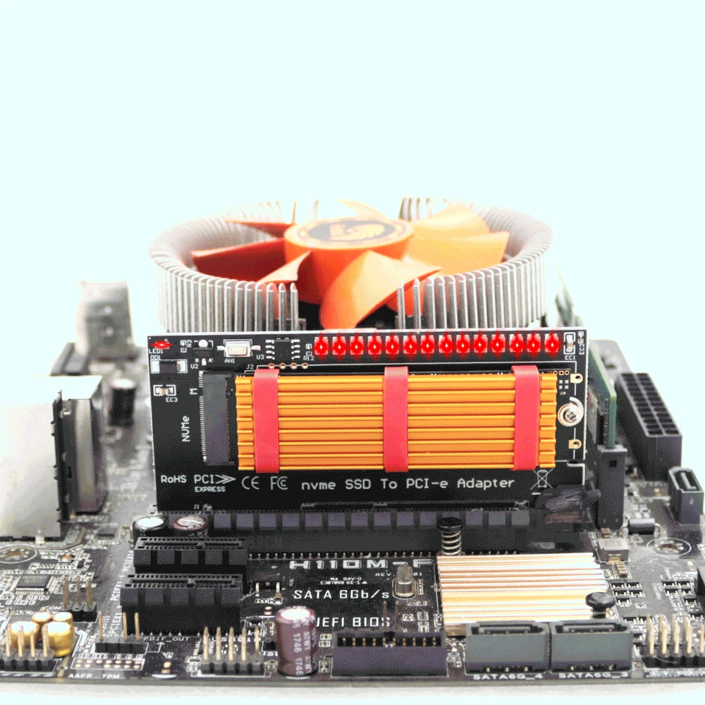 Sans radiateur - Adaptateur de carte PCI Express 2230 à 2280, NVMe SSD NGFF  Pcie M2 Riser, taille m.2 NVME