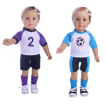 Новое поступление, трехкомпонентная Футбольная форма, милая кукольная одежда 17-18 дюймов, спортивная одежда для детей 43 см, новые куклы брона
