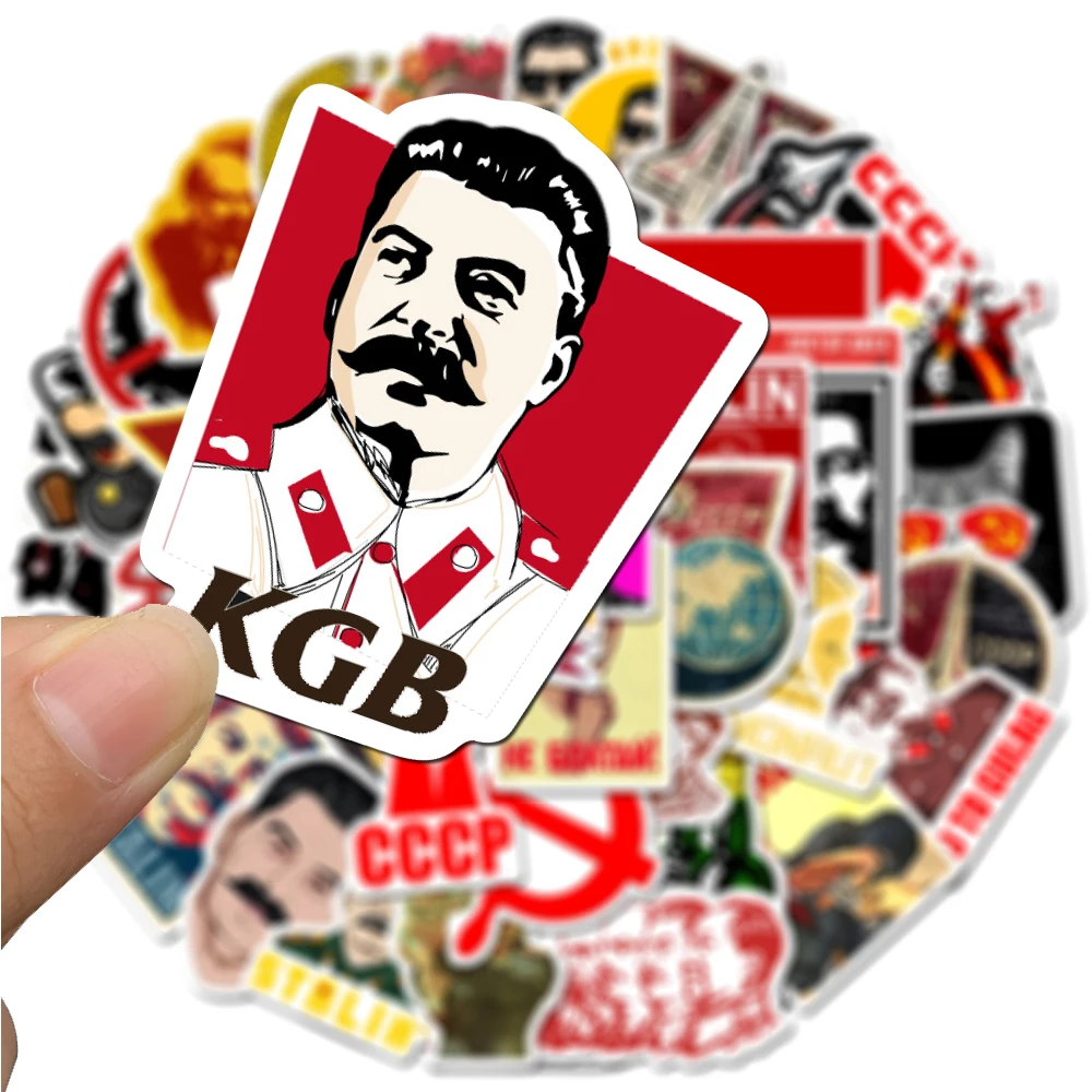 50pcs/ Mixed Stalin USSR CCCP Stickers Modern Popular Laptop Luggage Car Skateboard Phone Decal Plane Wall Sticker PVC Cartoon