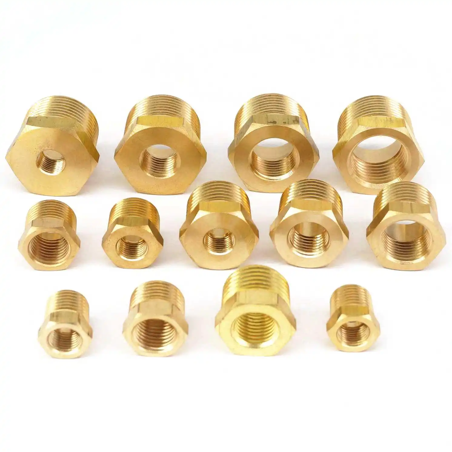 1/4" 3/8" 1/2" 3/4" NPT BSPT Male To Female Thread Brass Reducer Bushing Reducing Pipe Fitting Coupler Connector Adapter 229PSI pipe fitting water pipe fitting hose pipe fitting