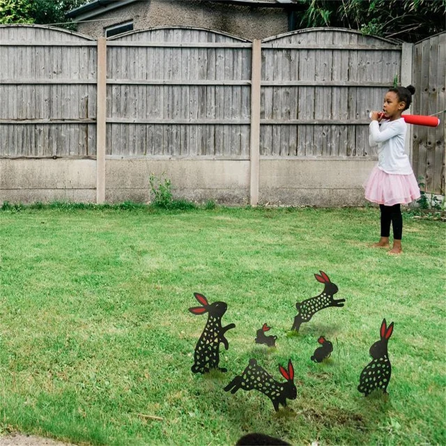 1Pc Húsvéti Fém Nyúl Vasművészet Kültéri Kerti Háztáji Gyeptáblák Dekoráció A Kertészeti Díszek Udvarához - Image 3