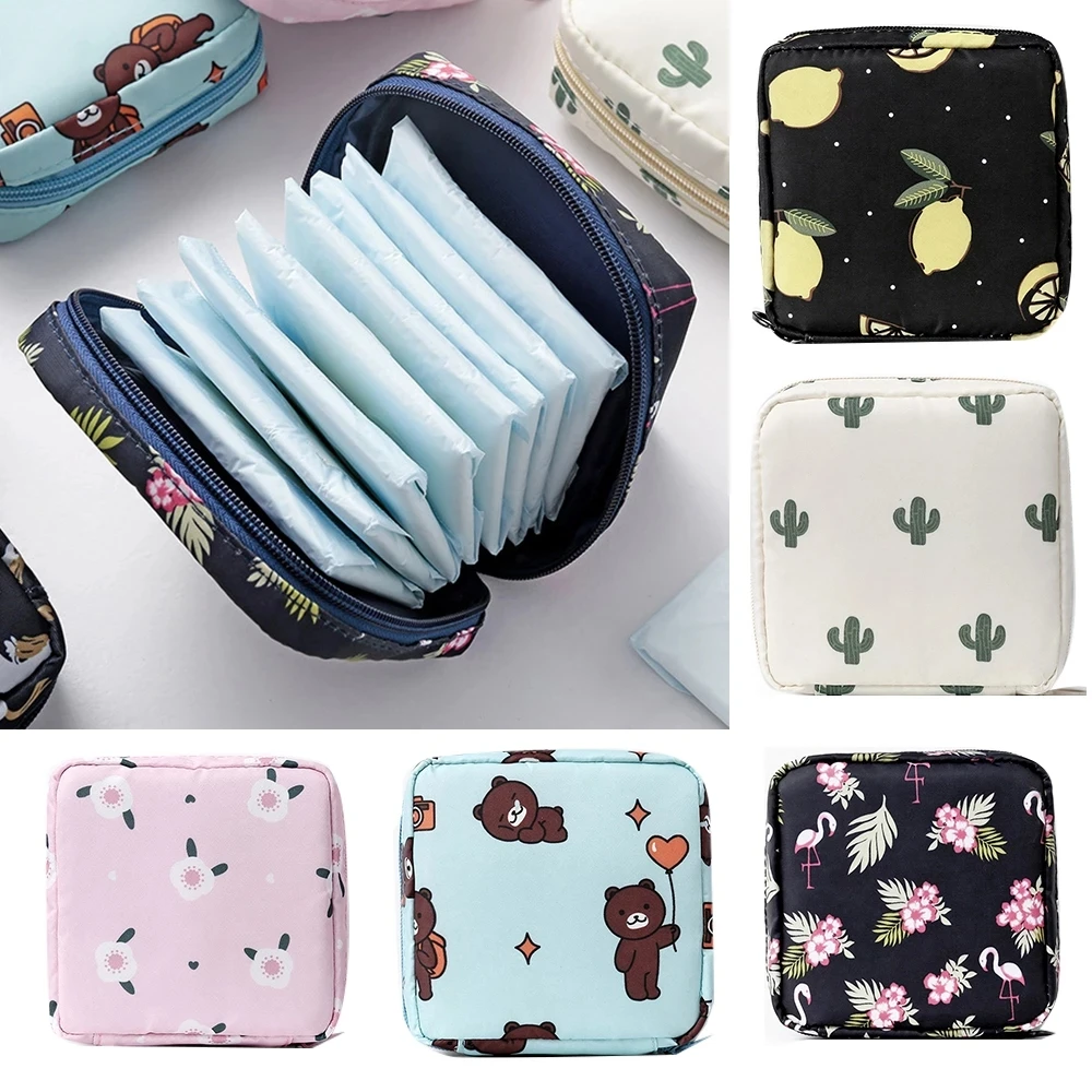 

Portable Fabric Large Capacity Sanitary Towel Napkin Pad Tampon Purse Bag Girls Feminine Hygiene Pad Storage