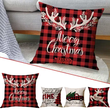 

Christmas Festival Pillow Santa Claus Printing Dyeing Sofa Bed Home Decor Pillow Cover Bedroom Christmas Cushion Cover 45*45