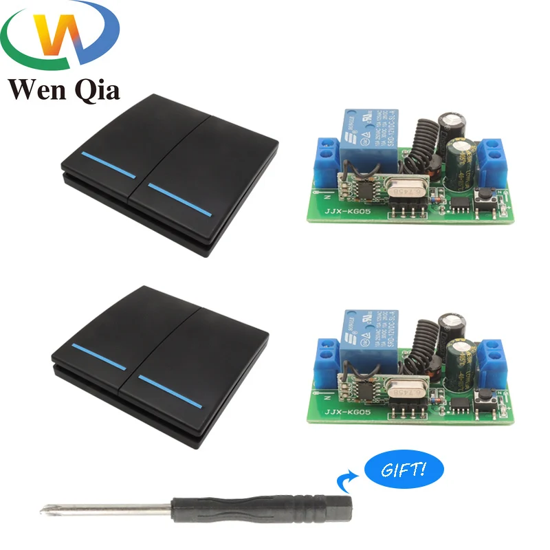 

433MHz Universal Wireless Remote Control Switch AC 85~250V 10A 1CH Receiver Relay 86 Wall Panel RF Transmitter For BedroomLights