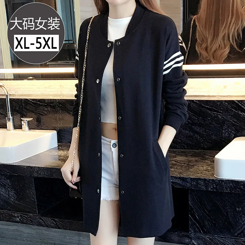 

2019 Autumn And Winter New Style Large Size Dress Fat Mm Plus-sized Loose-Fit Slimming Crew Neck Single Breasted Thin Coat Women