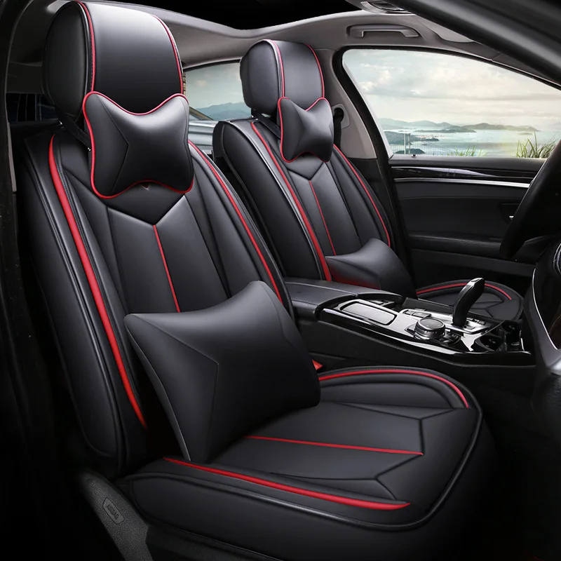 HLFNTF полный окруженный автомобиль четыре сезона мультфильм вышивка подушки для Toyota Corolla Camry Rav4 Auris Prius Yalis сиденья - Название цвета: Black