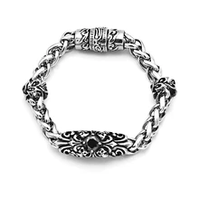 Винтажный черный циркон крест браслет из титановой стали мужские браслеты для байкеров Браслеты 8 мм толстые магнитные ювелирные изделия с пряжкой