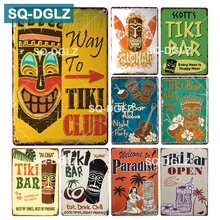 [SQ-DGLZ] TiKi Bar металлическая вывеска для клубного паба, декоративная доска, металлические старинные ремесла, домашний Декор, живопись, плащи, художественный плакат