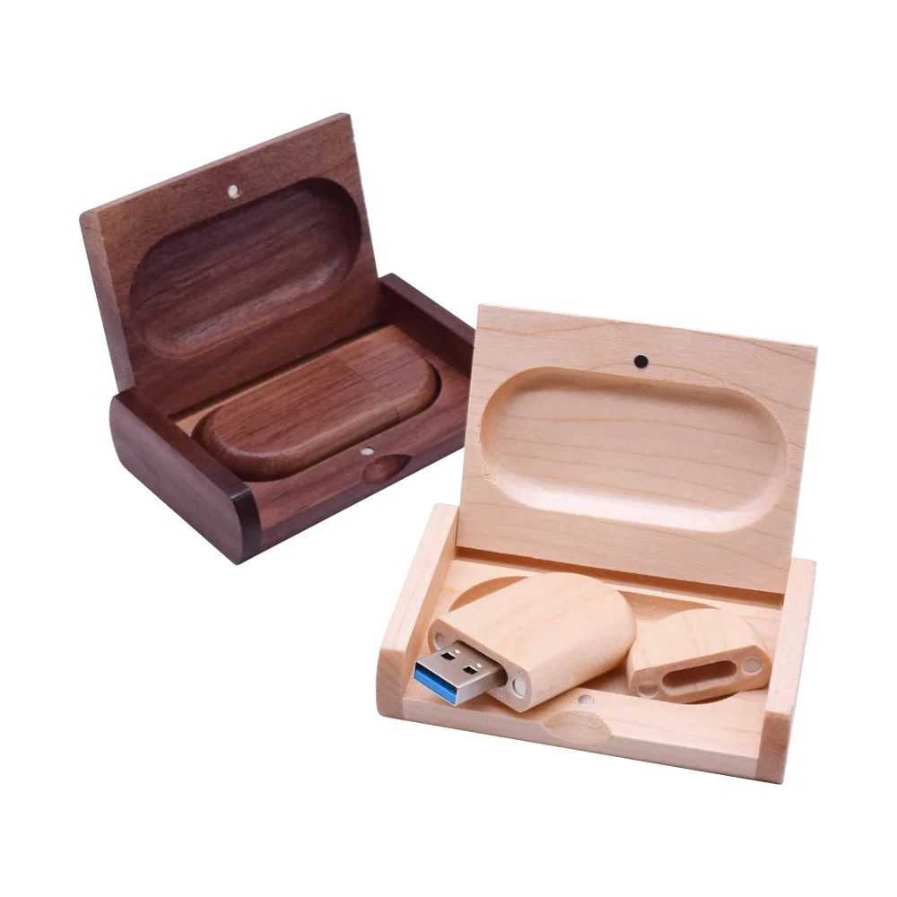 

Oval Wooden Memoria USB 3.0 with Box USB Flashdrive Custom Logo Pen Drive 64gb 128gb 32gb Pendrive Wedding Photo Stick Cle USB