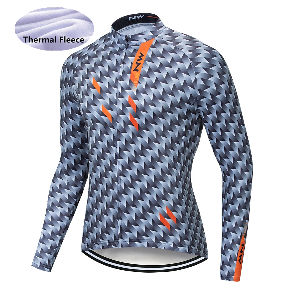 Cycling Jersey Pro Team NW Зимняя Теплая Флисовая велосипедная одежда для мужчин Northwave Джерси костюм для езды на велосипеде MTB Одежда комбинезон комплект - Цвет: Cycling Jersey