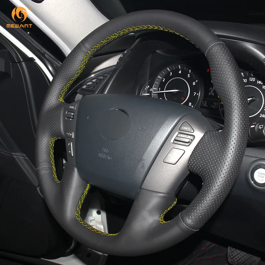Чехол на руль MEWANT для Nissan Patrol черный чехол из натуральной кожи 2011 2017 Infiniti QX56 2013 QX80