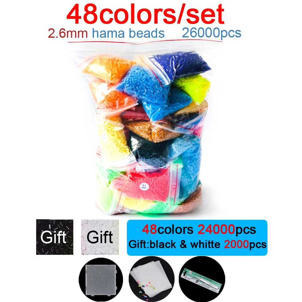 DOLLRYGA 2,6 мм Хама бусины 26000 шт./компл. 48 цветов Perler Diy головоломки высокого качества juguetes подарок для девочек детские игрушки для детей