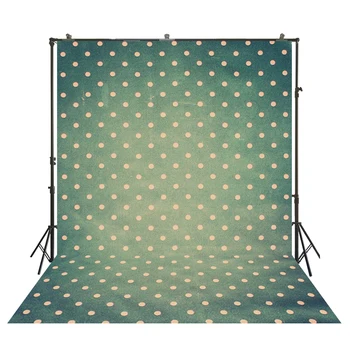 

HuaYi art fabric backdrops off white dots decoration green background photography for baby shower photoshoot backdrops D-8809