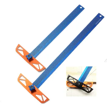 

300/400mm Adjustable Angle Woodworking T Ruler Hole Positioning Crossed Marking Gauge Scriber Measuring Woodworking Tool