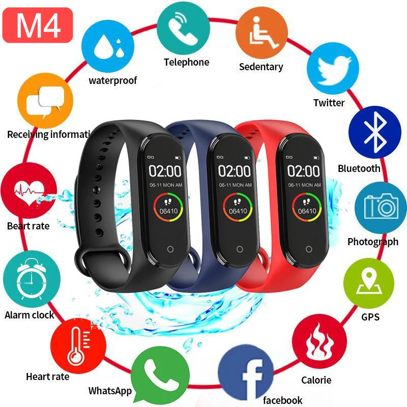

Smart Band Fitness Trcker M4 Sport Bracelet Pedometer Heart Rate Blood Pressure Bluetooth Health Wirstband Waterproof Smartband
