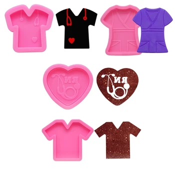 

4Pcs Handmade Doctor's and Nurse's Clothes Mold Stethoscope Pendant Keychain Resin Mold Doctor Jewelry Gift Craft Tools