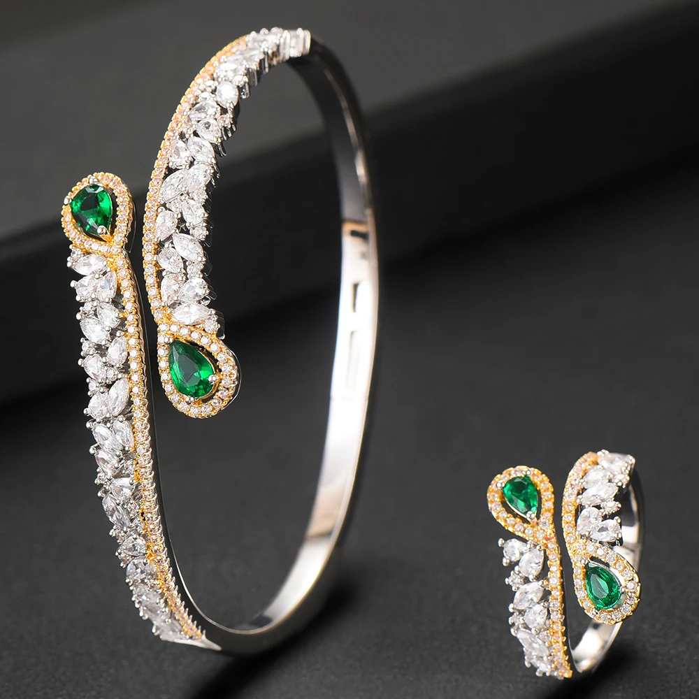 GODKI Elegant Phoenix tail 2PCS Brand Bracelet Ring Set For Women Bridal Wedding Cubic Zircon Dubai PARTY Jewelry BOHO New | Украшения и