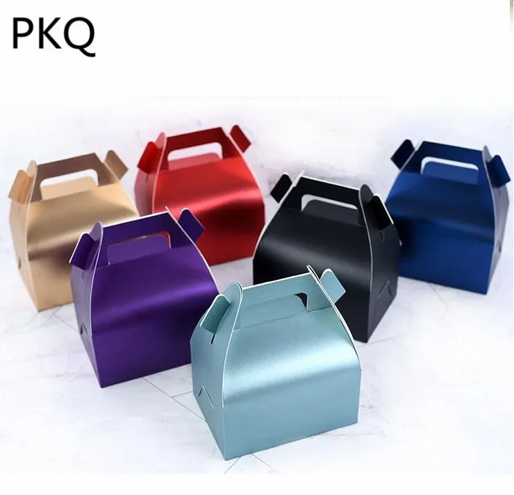 

10pcs 2Sizes Candy Box Wedding Gift Box Cheese Cake Portable Baking Packaging Paper Box Biscuit Takeaway Cardboard Box