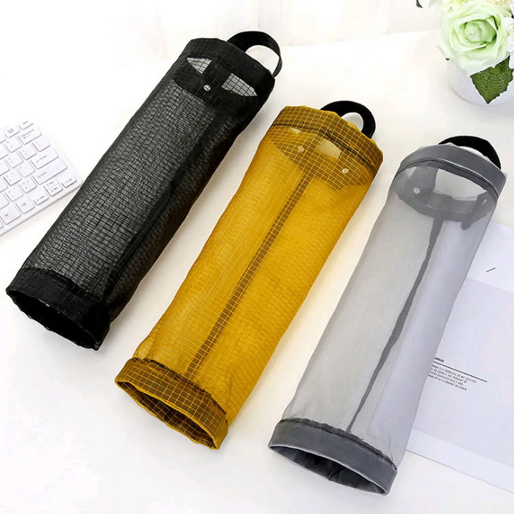2PCS Plastic Kitchen Bag Holder Mesh Hanging Storage Dispensers Fruit Vegetable Home Kitchen Storage Pouch Net Bag Pouch