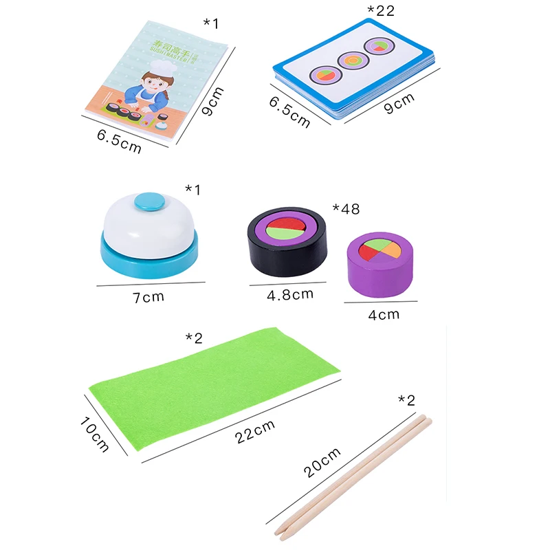 Montessori Wood Toys Puzzle Party Card Games Sushi Master Contest Competition Game Early Educational Kids Toy Japanese Food Gift 6
