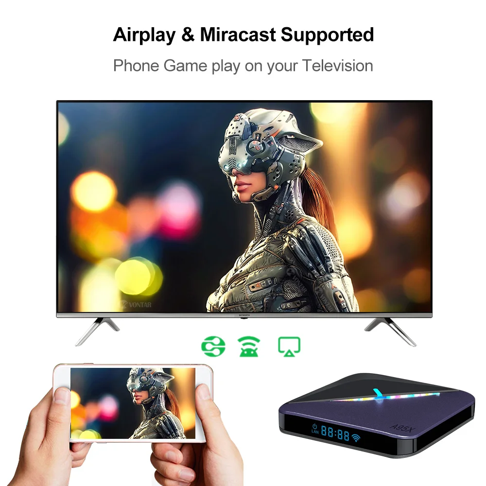 Android 9,0 смарт-ТВ Box Amlogic S905X3 RGB светильник 4 Гб Оперативная память 64 Гб Встроенная память 8K A95X F3 Media Player OTA 2G 16/32G 5G Wi-Fi Youtube Netflix