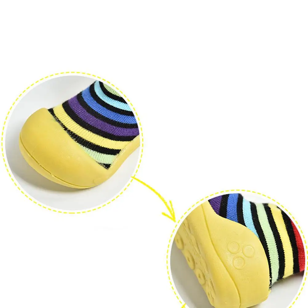 Baby Socks Shoes Non-Slip Soft Rubber Bottom Baby Toddler Shoes Rainbow Striped Socks Shoes
