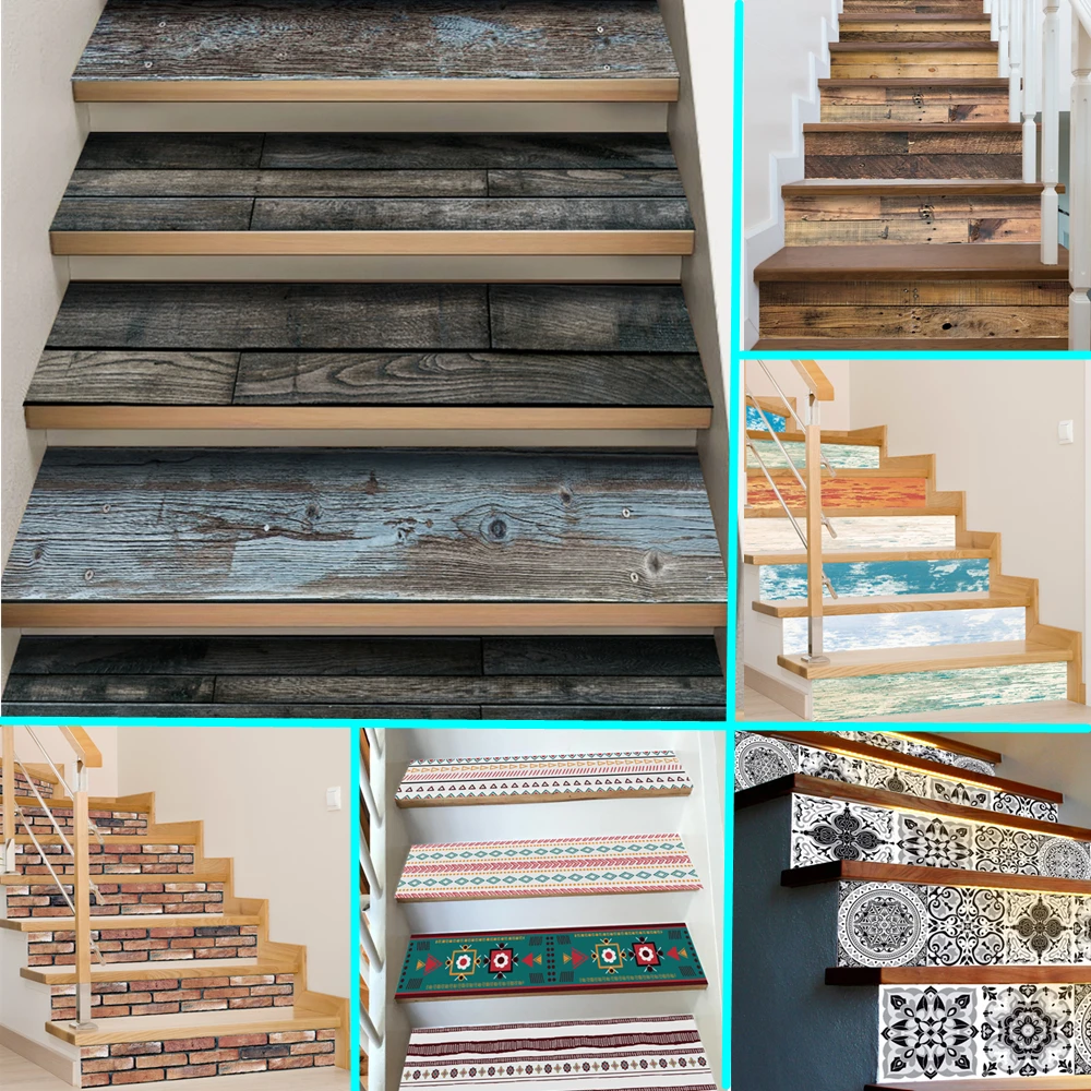 Pegatinas de escaleras de madera para decoración de escalera, rollo de vinilo  autoadhesivo para manualidades, diseño de arte de ladrillo, 21cm x 100cm, 7  Uds.|Adhesivos para pared| - AliExpress