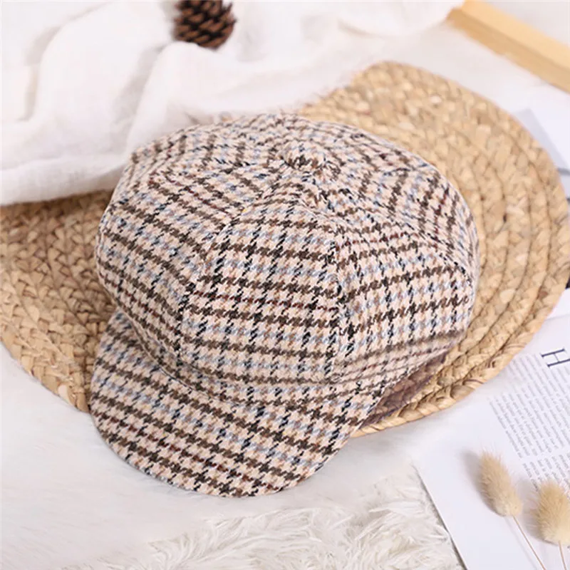 Children's hat Kids Baby Girls Beret New Autumn And Plaid Winter Comfortable Breathable Cap #4j30 (24)