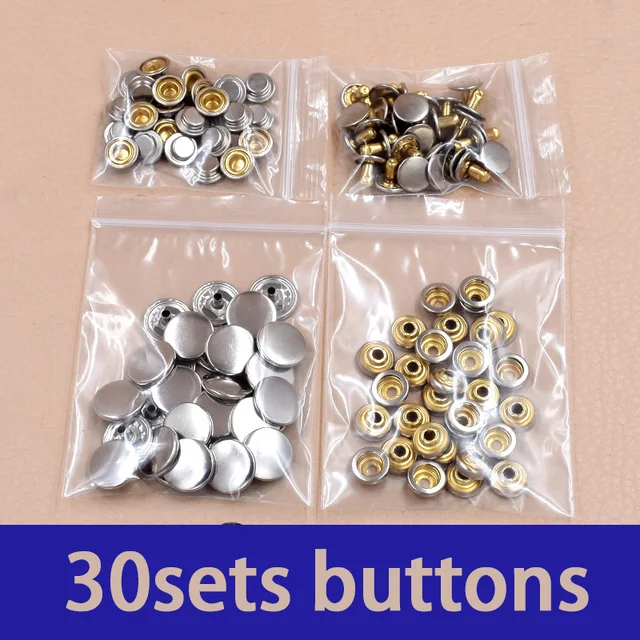 Down jacket buttons. Brass snap button. Hand pressing button machine