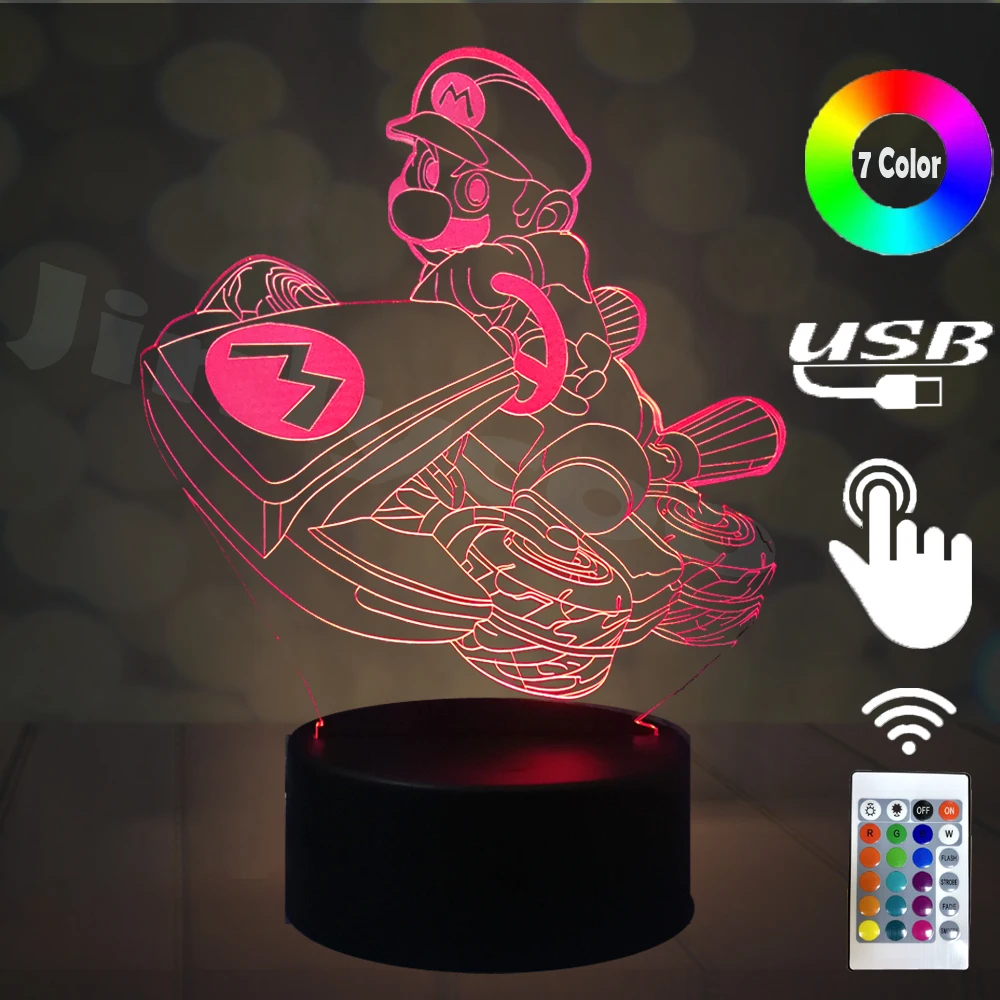 Супер Марио 3D LED ночник настольная лампа USB зарядка акриловая Новинка