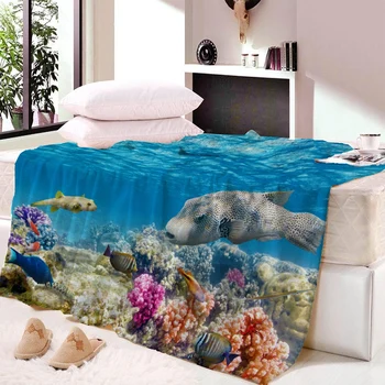 

Sofa cushion Yoga mat Blanket Air Conditioner Blanket Thick Double-layer Plush 3D Digital Printing Blanket Starfish Series