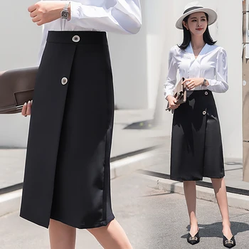 

Skirt Spring Summer WOMEN'S Dress 2020 Medium-length New Style Fashion Irregular Sheath Professional Autumn And Winter Skirt