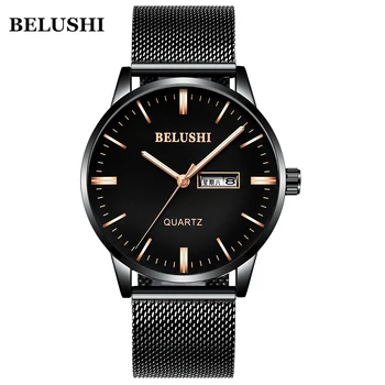 

BELUSHI Genuine Stainless Steel Mesh Quartz Men's Watch Fashion Simple Dual Calendar Watch Watch