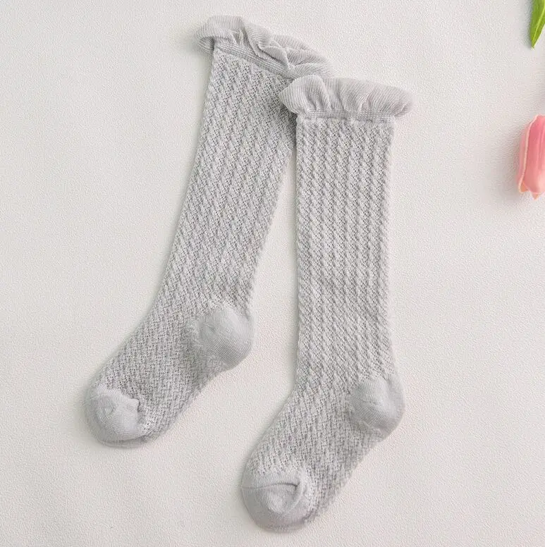 Gray Socks knee Детские Нескользящие гольфы для новорожденных, детские гольфы, новые милые мягкие хлопковые сетчатые носки для маленьких мальчиков и девочек 0-4 лет - Цвет: Gray Socks knee