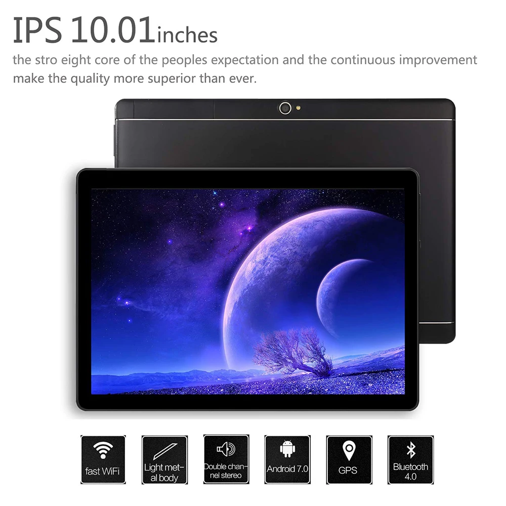 ANRY Octa Core Tablet 10 inch MTK6582 IPS Capacitive Touch Screen Dual Sim 4G Tablet Phone Pc Android 7.0 Wifi GPS Bluetooth