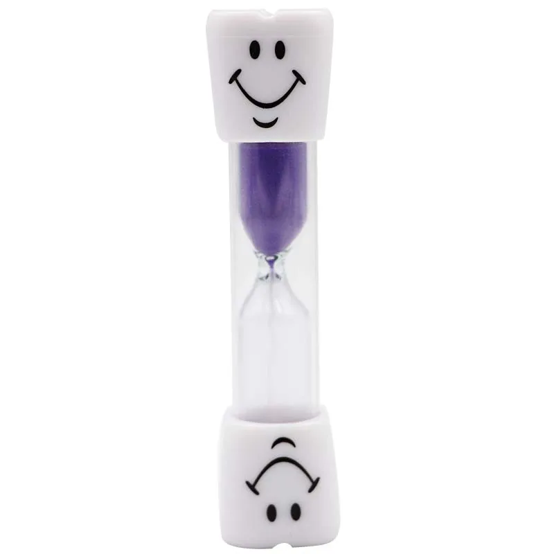Purple 1pc Dental Teeth Shape Sand Hourglass Smiley Sand Clock Kids Tooth Brush Timer 3/Three Minutes Sand Glass Dentist Gifts Tools - Цвет: Purple