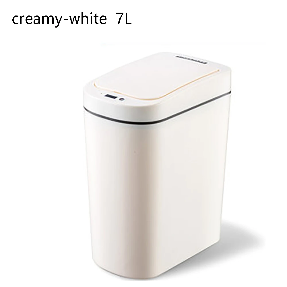 creamy-white 7L NINESTARS, умный мусорный бак, датчик движения, автоматическое уплотнение, светодиодный, Индукционная крышка, мусорное ведро 7л, мусорное ведро, Ipx3 Водонепроницаемый - Цвет: creamy-white 7L