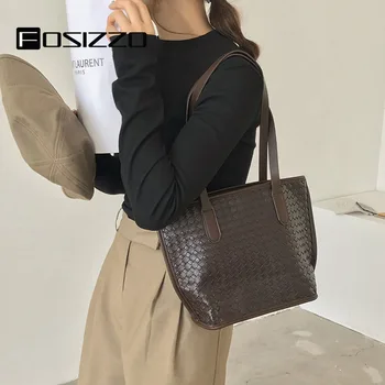 

FOSIZZO Bag For Woman 2020 New Luxury Handbags Big PU Leather Women Vintage Black Shopper Bag Korean Style Shoulder Bag FS5184