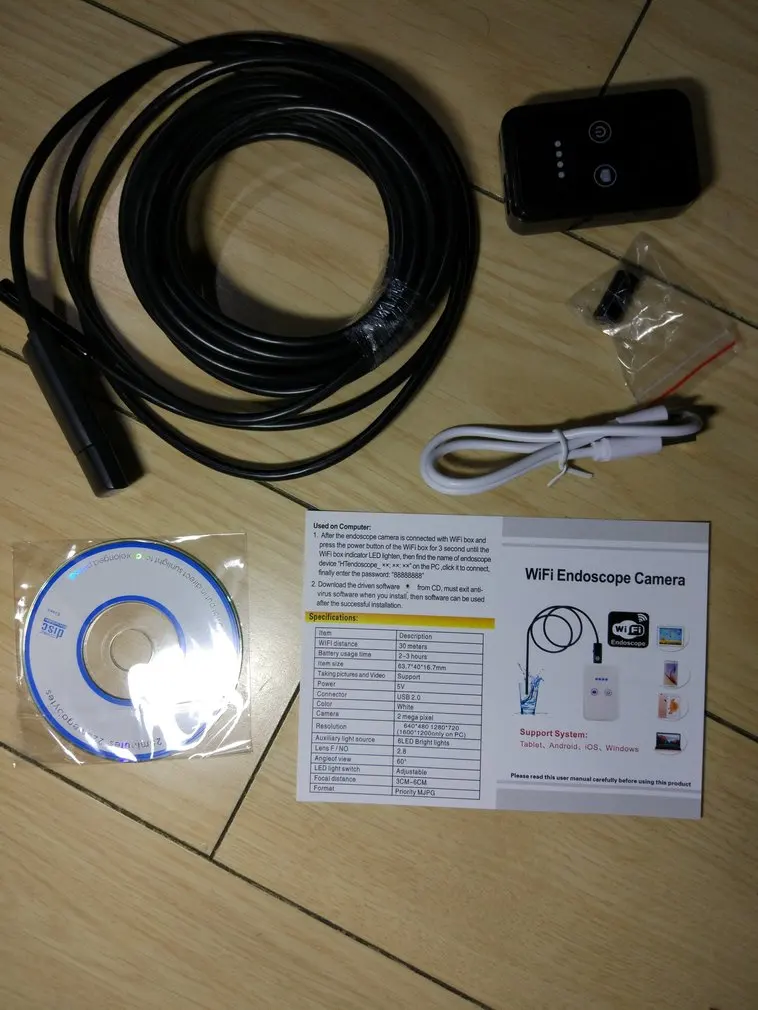 

8MM Wireless Universal Wifi Endoscope Camera 2M/5M Cable 6LED Adjustable Waterproof Borescope Snake Tube for Iphone